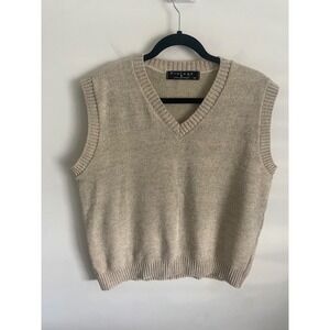 Protege Collection Mens Tan V Neck Knit Vest Sweater Size M Wool Alpaca Blend